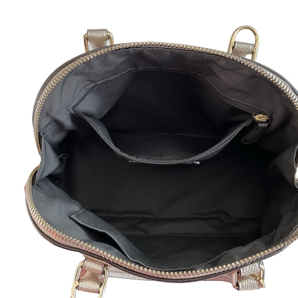 Coach Mini Sierra Dome Satchel Crossgrain Metallic Light Gold Leather F22315 - Picture 2 of 9